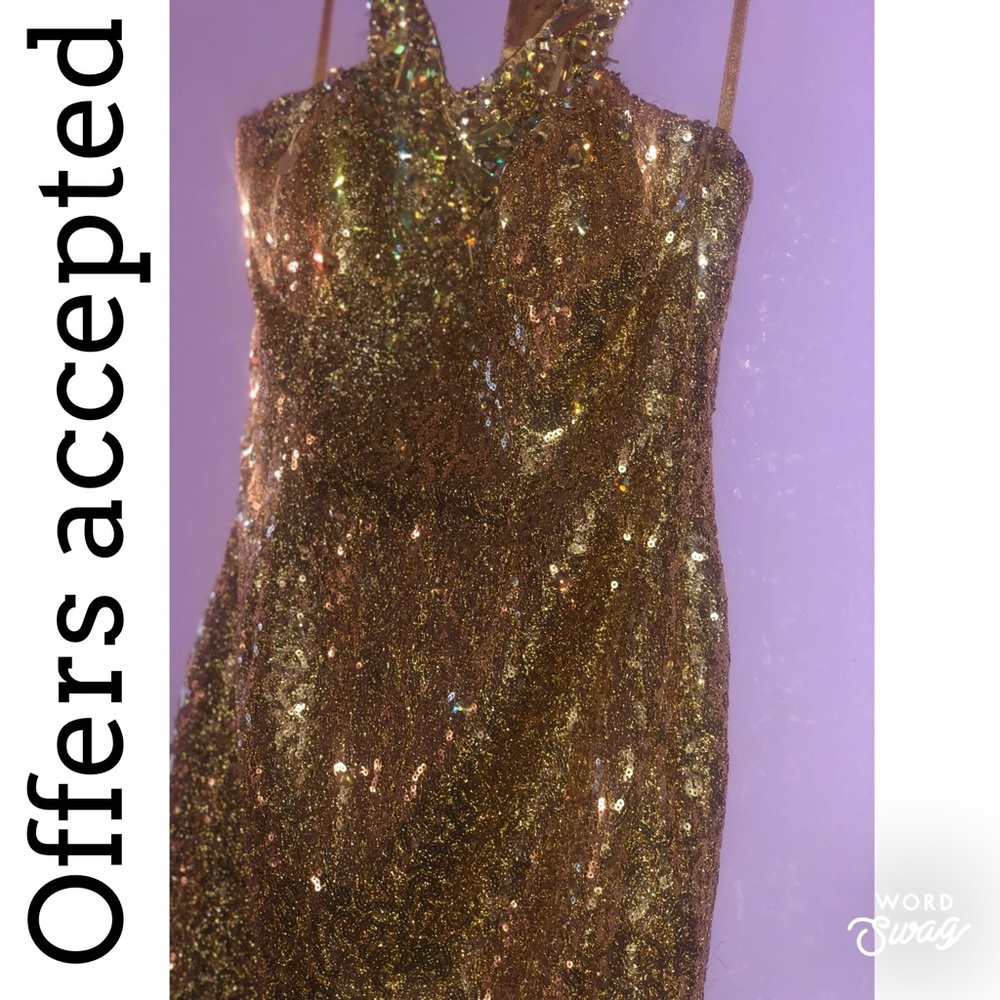 ✨Offers welcome 🌟Gold party dress - Picture 1 of 8